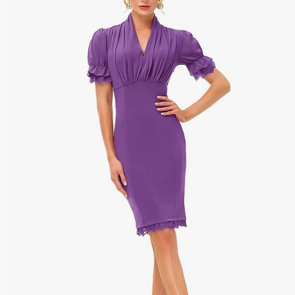 Scarlet Darkness Victorian inspired violet pencil skirt dress size M NWT